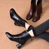 French Women’s Chunky Heel Ankle Boots - 2025 Autumn/Winter Fashion, Comfortable Square Toe Plus Velvet Cotton