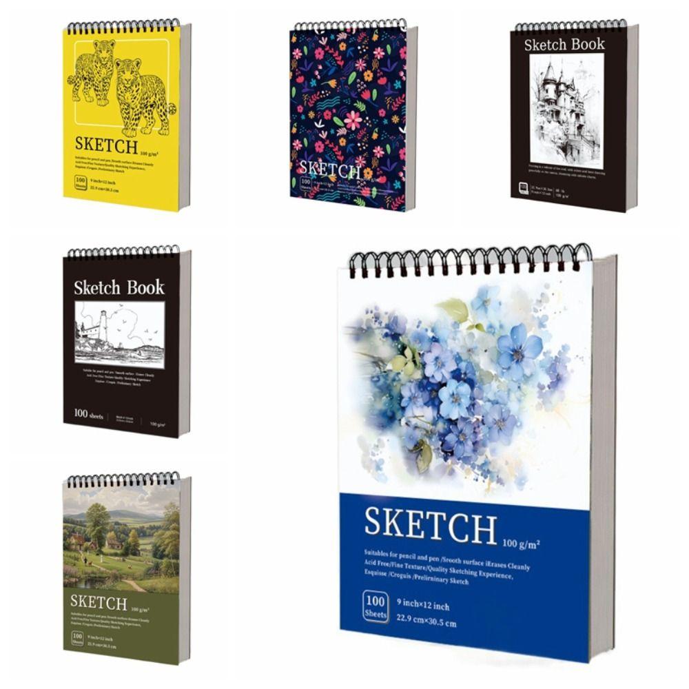 100 Sheets Thick Drawing Paper Spiral Bound Artist Sketch Pad Premium Coil A4 Sketchbook  Sketch