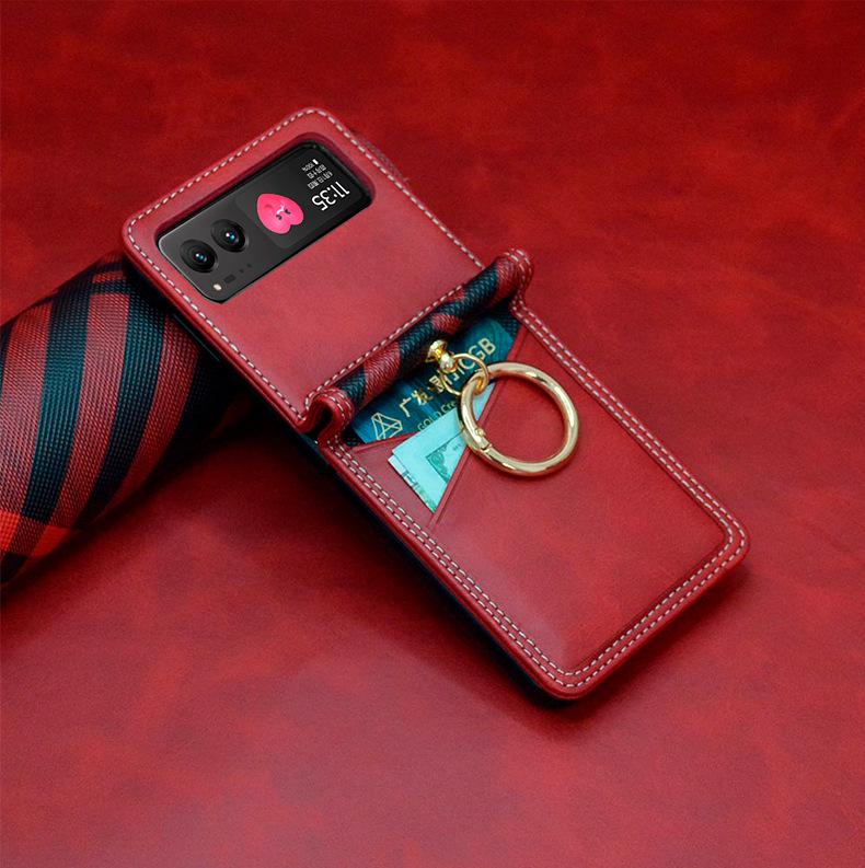 RAZR40 Plaid Phone Case with Card Slot & Ring Holder for Motorola