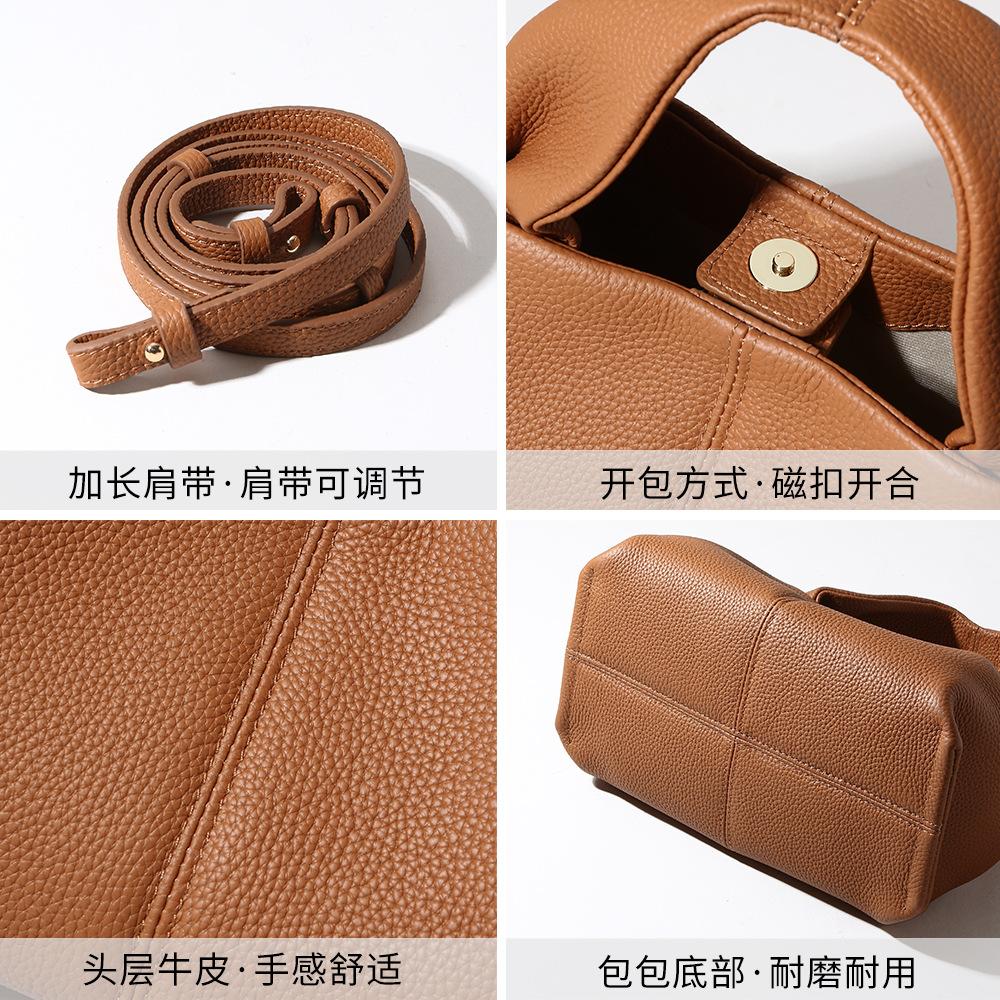High-end Leather Women's Bags Niche Design Bags New Simple Light Luxury Messenger Women's Bags Fashionable Versatile Cloud Bags