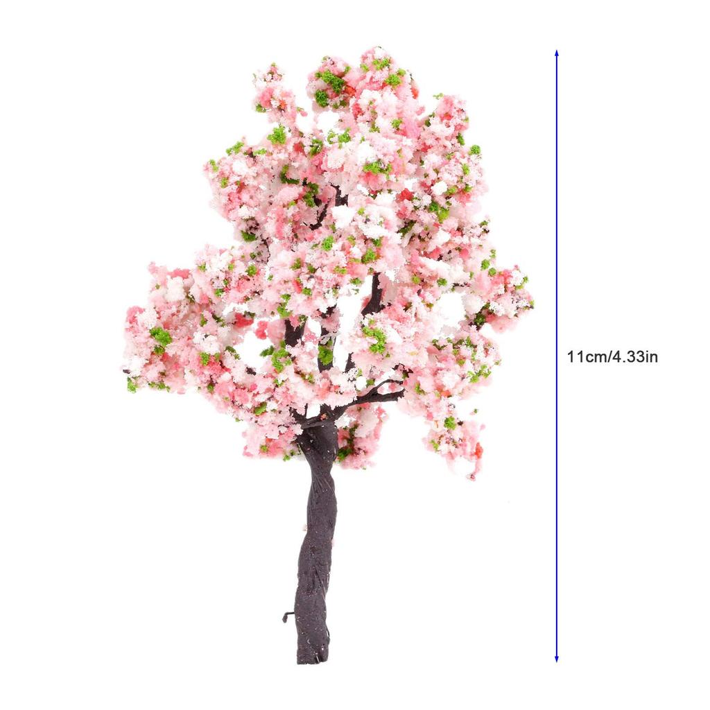 10pcs Diorama Trees Trees Pink Flowers Railway Model Model Trees Potted Landscape Decoration Scenery Collection Architectural Model Miniature Trees