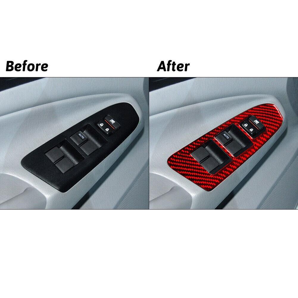 For Toyota Tacoma Double Cab Red Carbon Fiber Front Window Control Cover Trim