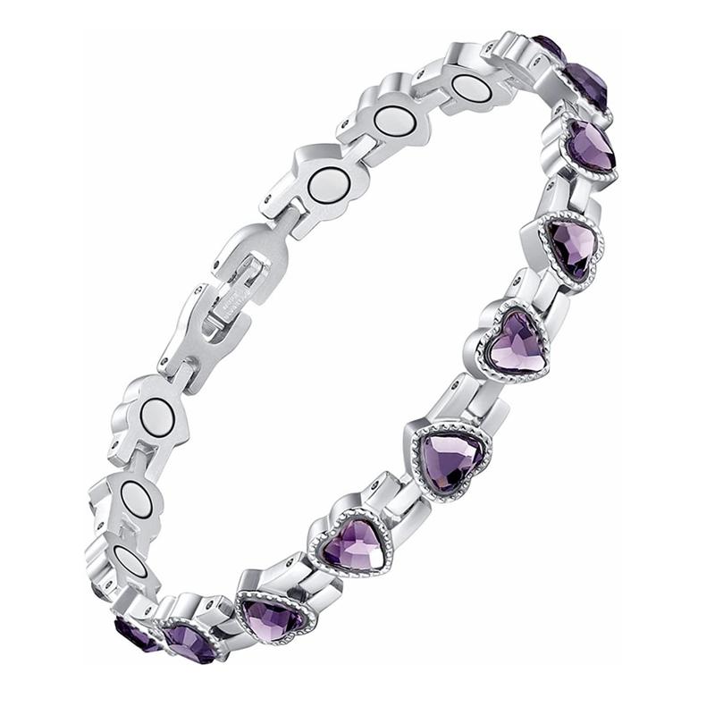 Fashionable Love Cubic Zirconia Bracelet Energy Magnet Bracelet for Women Health Care Couple Jewelry