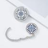 Elegant Blue & White Porcelain Portable Metal Folding Desk Hook for Women's Bag