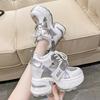 11CM Heels Women Thick Bottom Wedge Sneakers Hollow Out Gladiator Breathable New Summer Shoes Woman Bling Leather Chunky Sandals