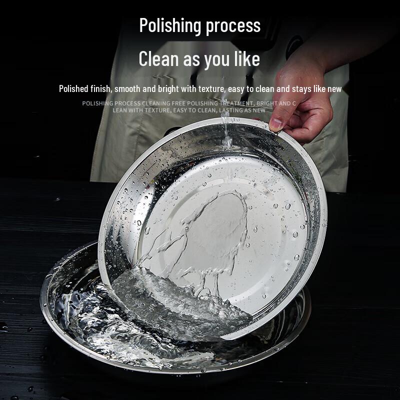 NHZHIW Edelstahl Runde Servierplatte