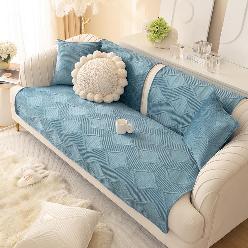 Light Luxury Style Sofa Cushion Winter Simple Cushion Four-season Anti-slip Plush Cover Backrest Towel