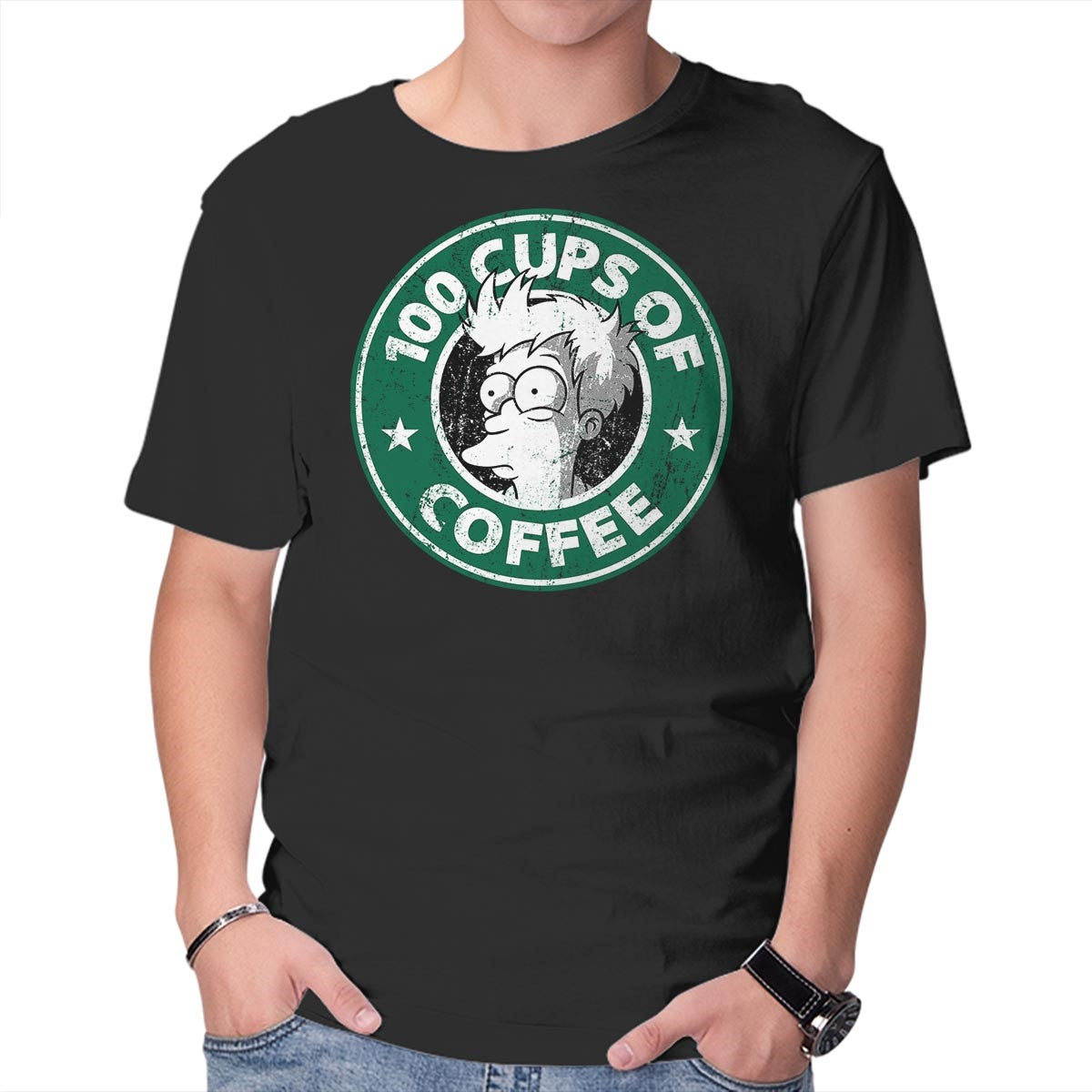 Unisex Crew Neck T-Shirt 100 Cups of Coffee Graphic Short Sleeve Casual Tee XXXXL
