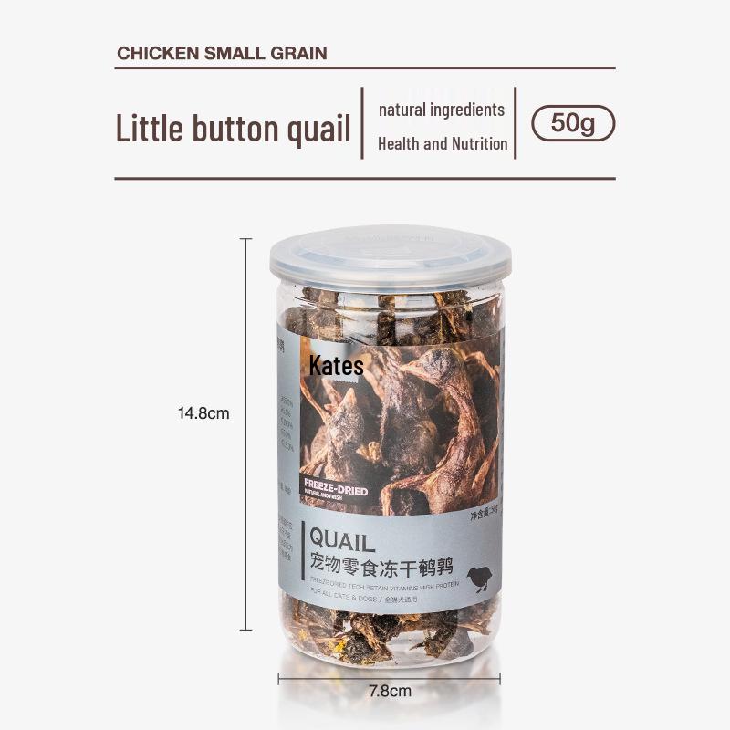 Pet Snacks: Freeze-Dried Chicken, Duck, Beef, Salmon, Quail, Egg Yolk Granules for Cats & Dogs (Small Jar)