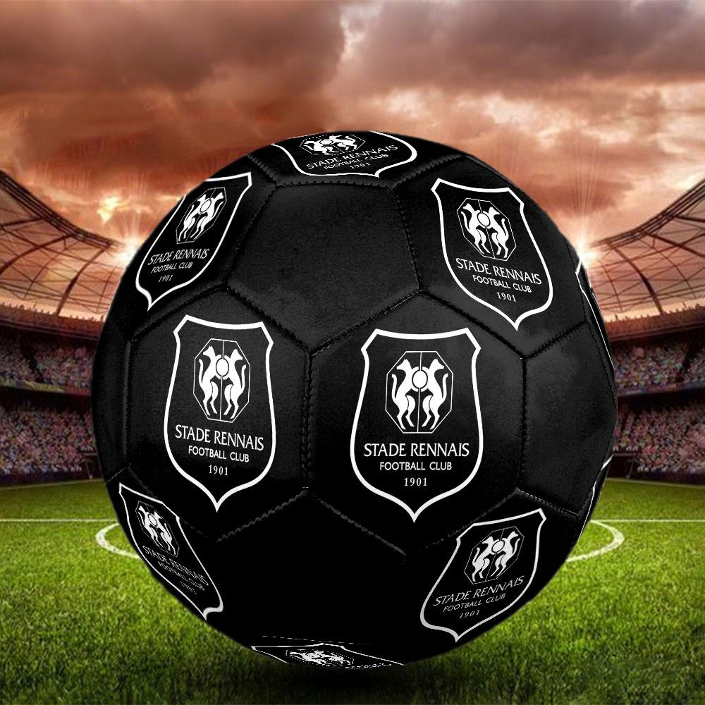 Stade Rennais FC Size 5 Soccer Ball, Machine-Stitched PVC, Durable & High Bounce, All Ages Fit, fan merchandise, matches & outdoor use.