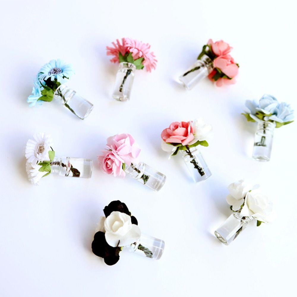 Rose Daisy Dollhouse Flower Vase 1/6 1/8 1/12 Micro Vase Flower Toy Miniature Rose Bouquet
