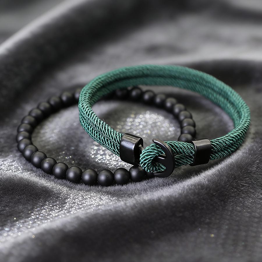 2026 New 2Pcs Men Bracelet Set Selected High Quality 4mm Rope No Fading Or Deforming 6 Colors Available Leisure Accessories