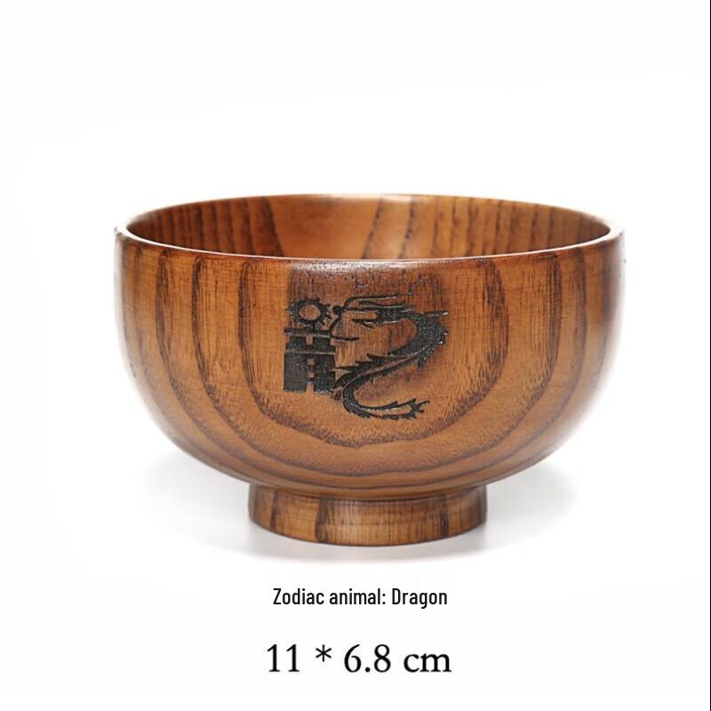 ZISIZ Cute Zodiac Dragon Wooden Bowl