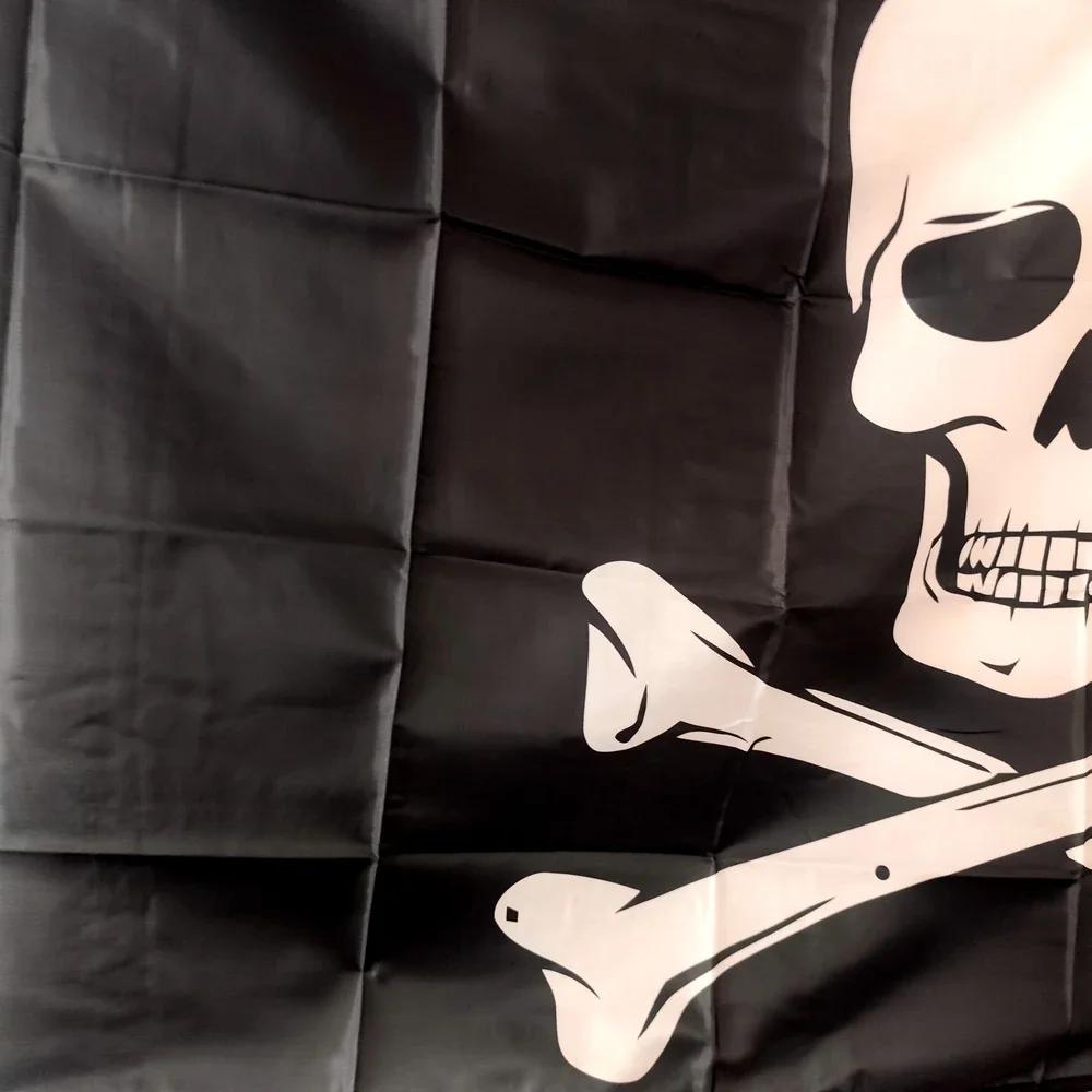 Bandiera Teschio Pirata 90x150cm, Design Jolly Roger Jack Rackham, Poliestere Resistente Decorazione da Esterno, Da Appendere e Resistente alle Intemperie