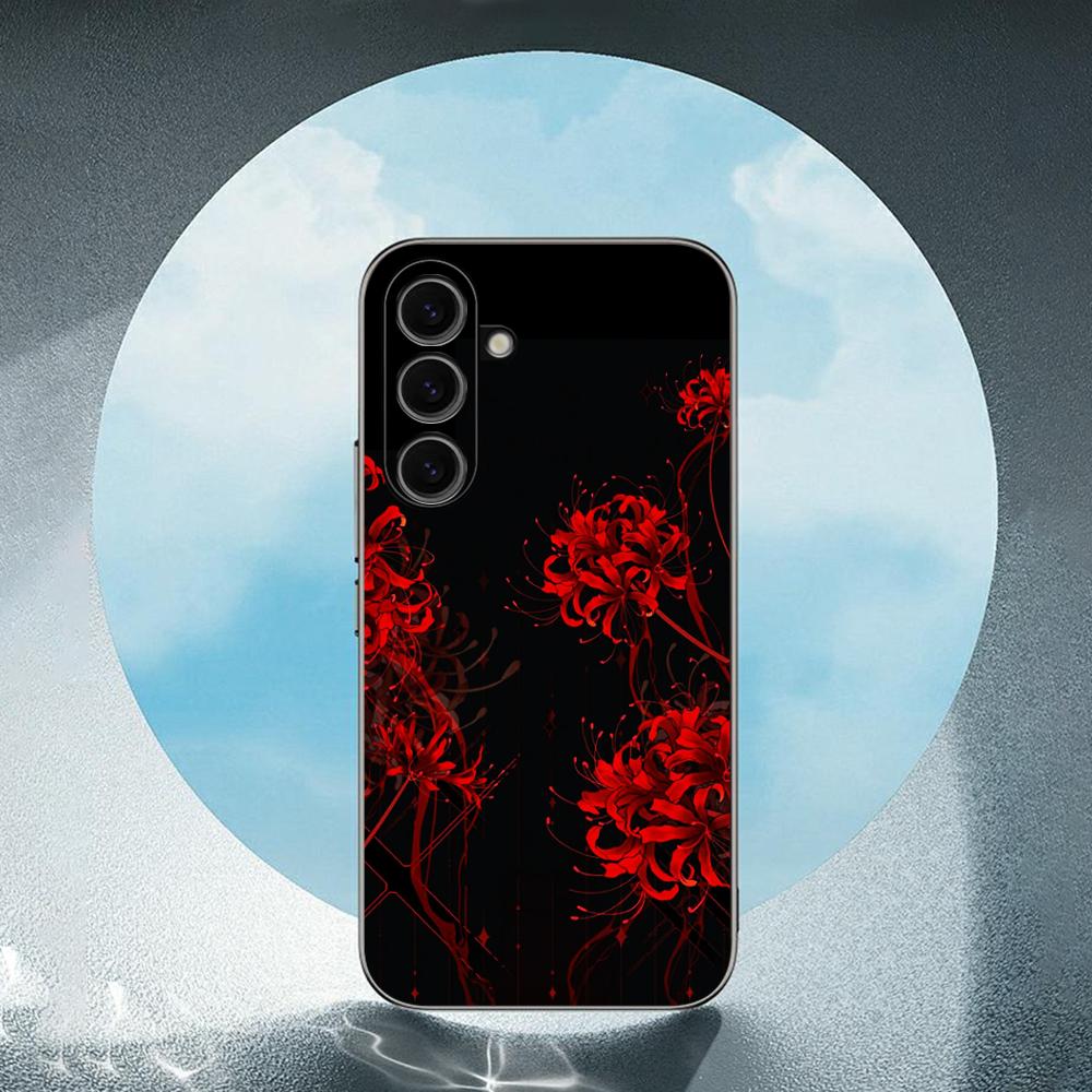 Japan art red spider lily pattern Phone Case For Samsung Galaxy S26 S25 S24 S23 S22 S21 Plus Ultra Note20 Soft Black