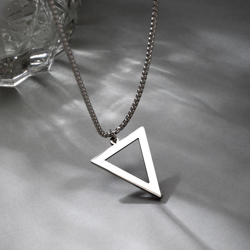 Men s Geometric Triangle Pendant Necklace Minimalist Cold Personality Accessory