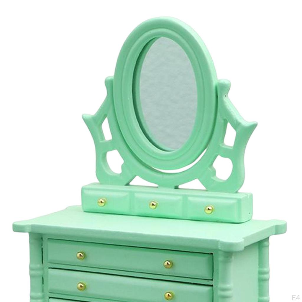 1/12 Dollhouse Miniature Dresser Decoration Accessories Mirror Table