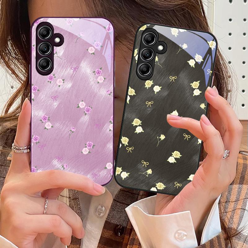 Gradient Yellow Rose For Samsung A73 72 71 A70 56 55 54 A53 52 51 50 42 A35 A34 33 32 31 26 25 24 23 22 30 Glass Phone Case