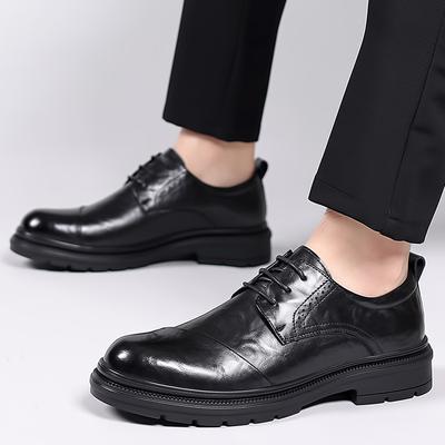 FashionBrand Men's Dress Shoes Fashion Genuine Leather Men Business Flat Shoes Black Breathable Men Formal Office Working Shoes