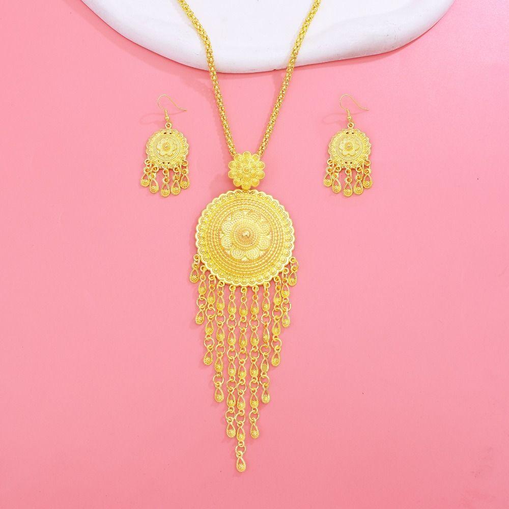 Thai Gold Plated Jewelry Set Zinc Zinc Alloy Women Jewelry Suit Simple Necklace Earrings Set Wedding