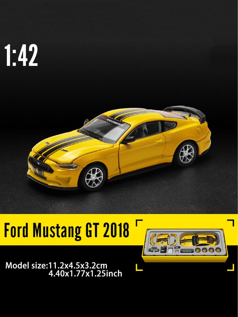 LLB4 CCA 1:42 Ford Mustang GT 2018 Assembled Model Car, Zinc Alloy Metal Ornament, Collectible Gift Car