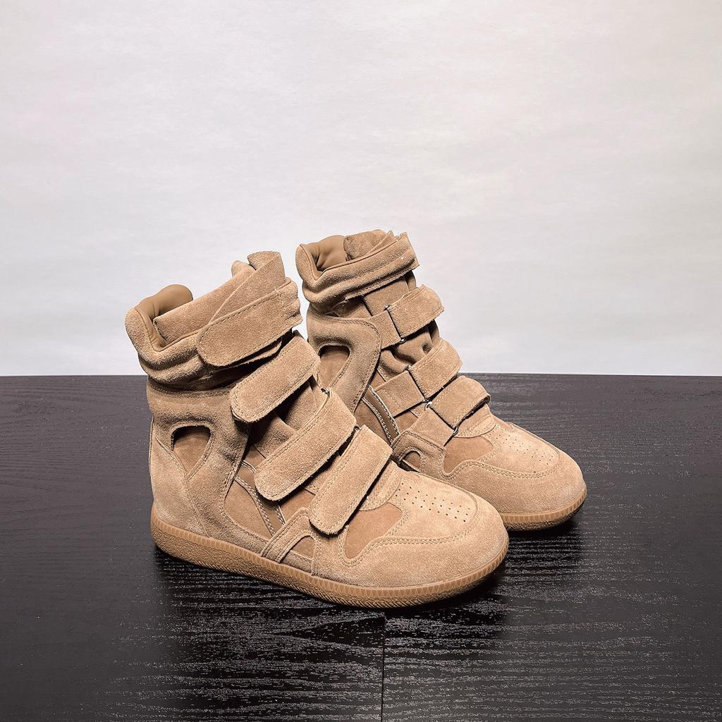 Leather high-top shoes for women's 2025 autumn new brown versatile small thick-soled heightening casual sports board shoes tide