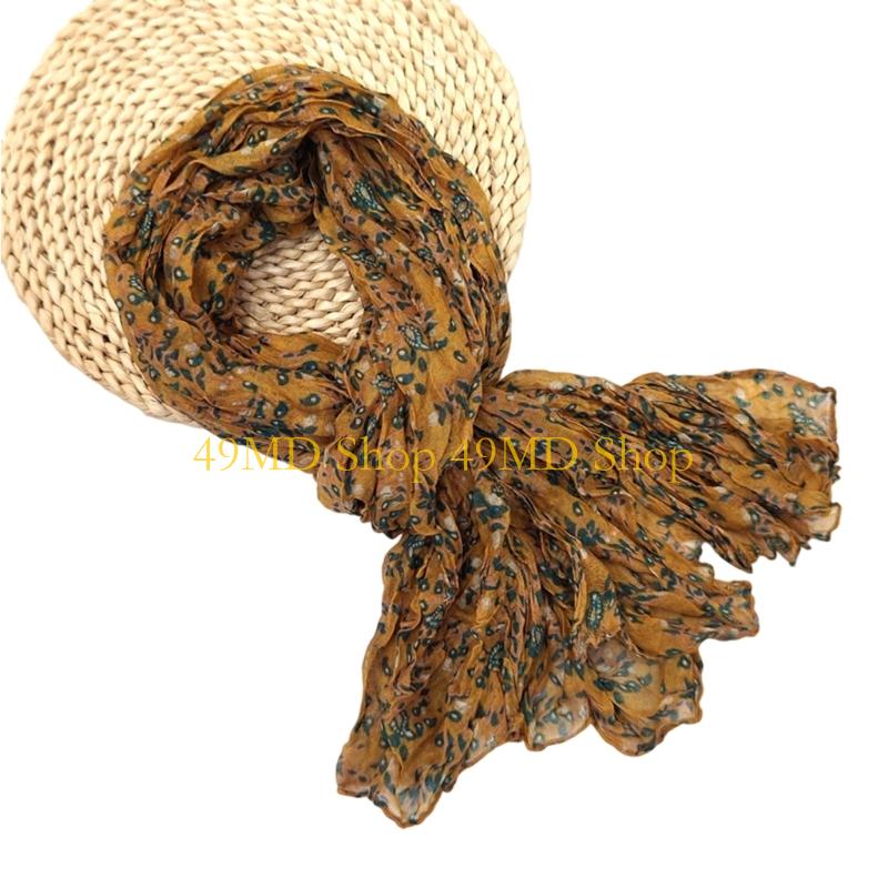 49MD Fashion Crinkled Scarf Stylish Layering Neckwear Polyester Long Scarf For Women