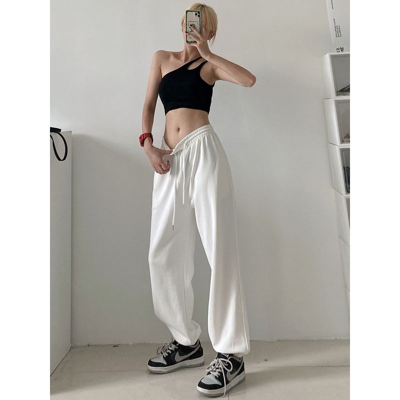 

TB Осенние брюки прямого кроя с высокой талией, свободные, спортивные White S