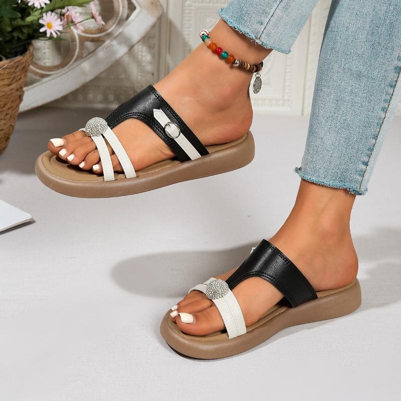 Fashion 2025 New Casual and Comfortable Summer Women's Flat Bottom Roman Sandals with Non Slip Rubber Soles Fashion Ladies Daily Sandals