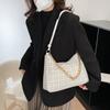 Stylish Retro Cotton Linen Plaid Shoulder Bag With Chain For Summer Commute And Daily Use