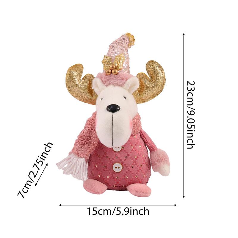

2024 New Christmas Decoration Pink Fabric Art Series Elk Snowman Old Man Window Prop Decoration Supplies Doll New Year Toy 1pc