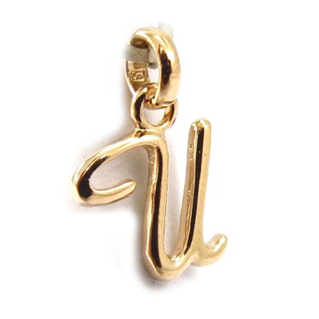 Les Trésors De Lily [K3670] - Gold Plated 'Letter U' Pendant