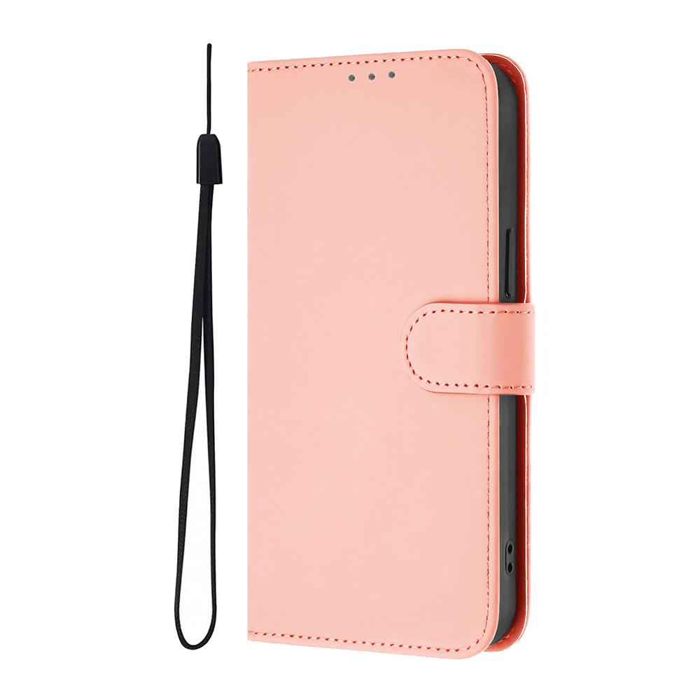 Solid Color Wallet Case for iPhone 16E 13 12 Mini 11 Pro Max XR SE 6 6S 7 8 Shockproof Kickstand Card Holder Strap Phone Cover