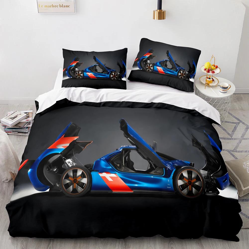 Racing Car Printed Duvet Cover with Pillowcase Bedding Set Single Double Twin Full Queen King Size 2/3pcs Polyester Quilt Cover