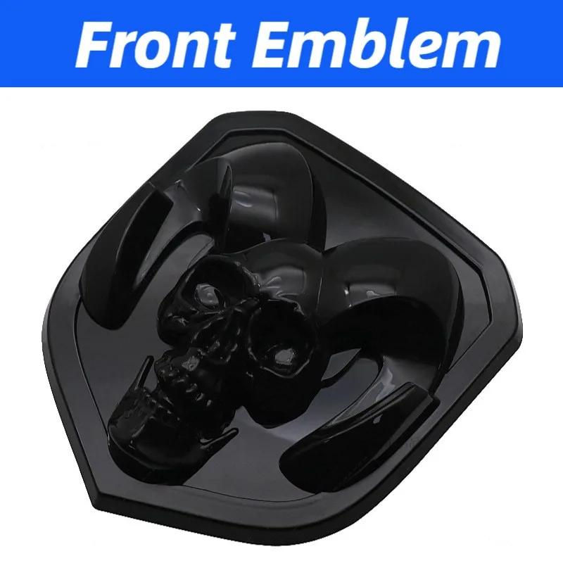 

ABS 3D Skull Car Front Rear Logo Badge for Dodge Ram 1500 2500 3500 HeavyDuty BigHorn 2010-2018 Pickup Tailgate Emblem Sticker