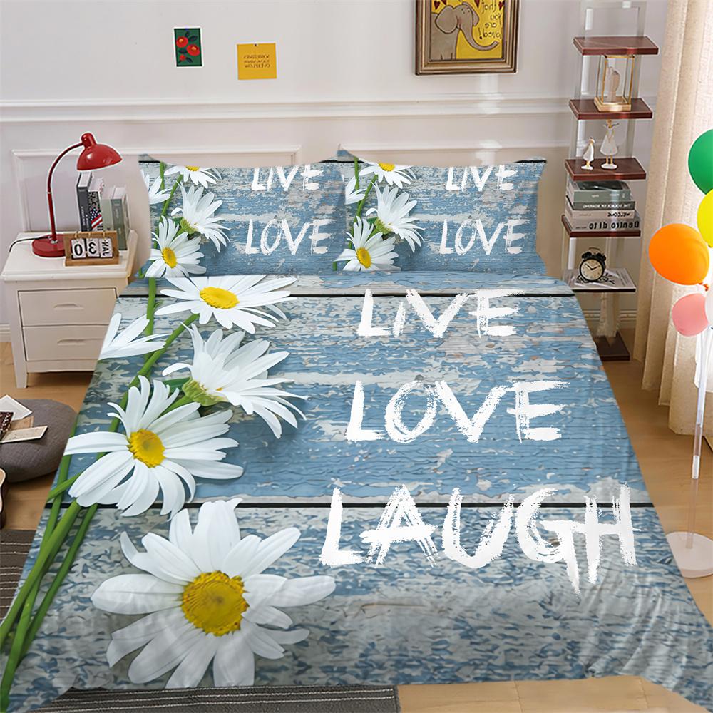 3D Flowers Printing Home Bedclothes Polyester King Size Bed Set Cover Woman High Quality Bedroom Decor