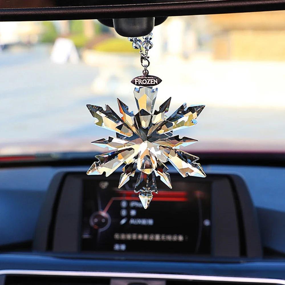 Car Rearview Mirror Pendant Car Interior Modeling Crystal Ball Ornaments Car Decoration Crystal Snowflake Car Ornaments