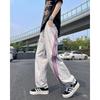 Trendy pants men's summer casual quick-drying sweatpants bar striped straight pants loose ice silk American style