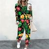 Female Round Neck Long Sleeve Tunic And High Waist Loose Trousers Two Piece Relaxed Casual Outfit