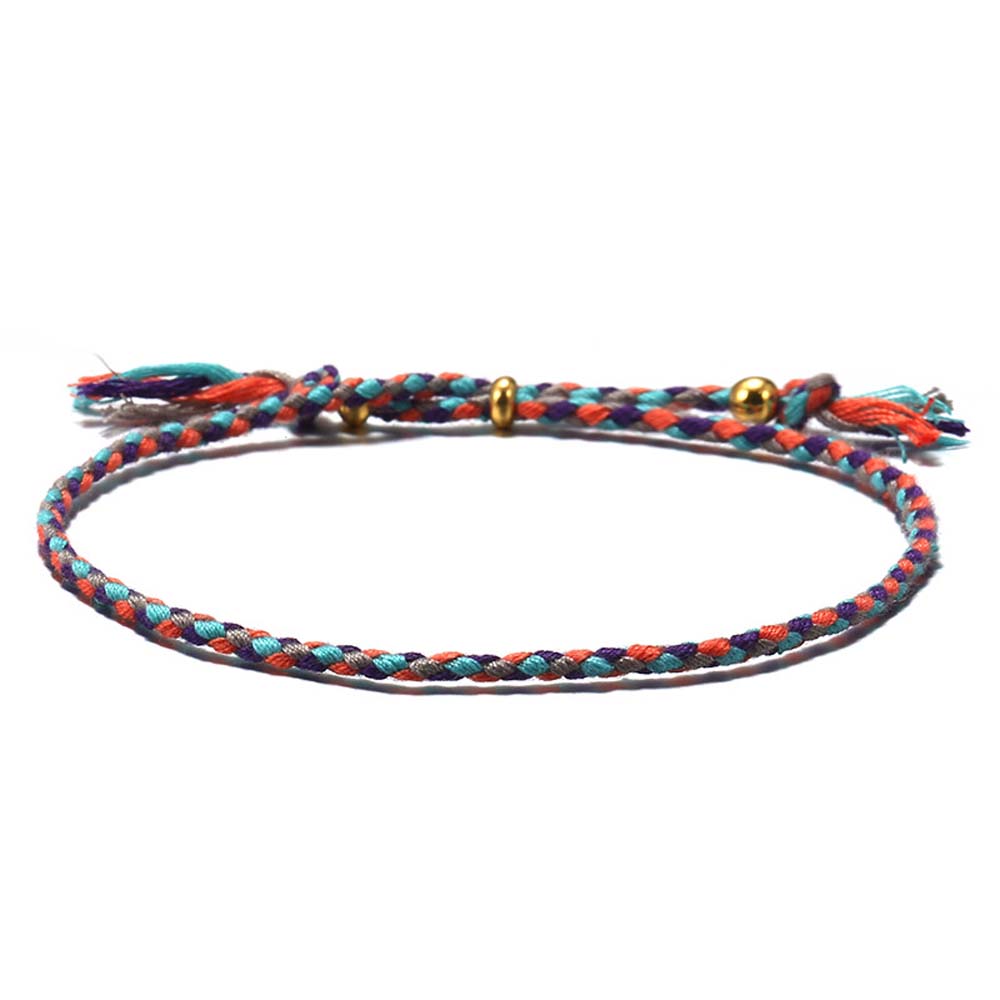 Women Copper Bead Girls Gift Fashion Accessories Polyester Thread Braid Hand Rope Woven Bracelet