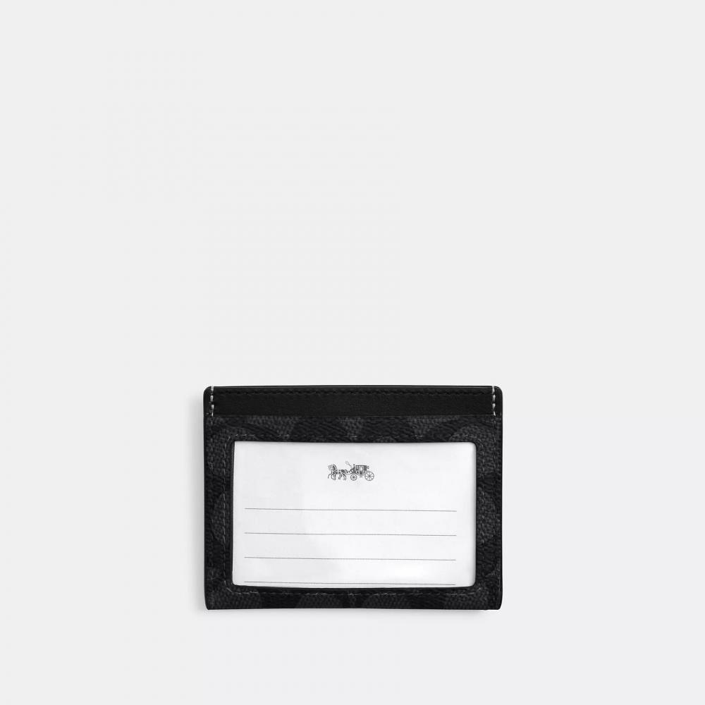 Coach Slim Id Card Case In Signature Canvas Tan   Black
