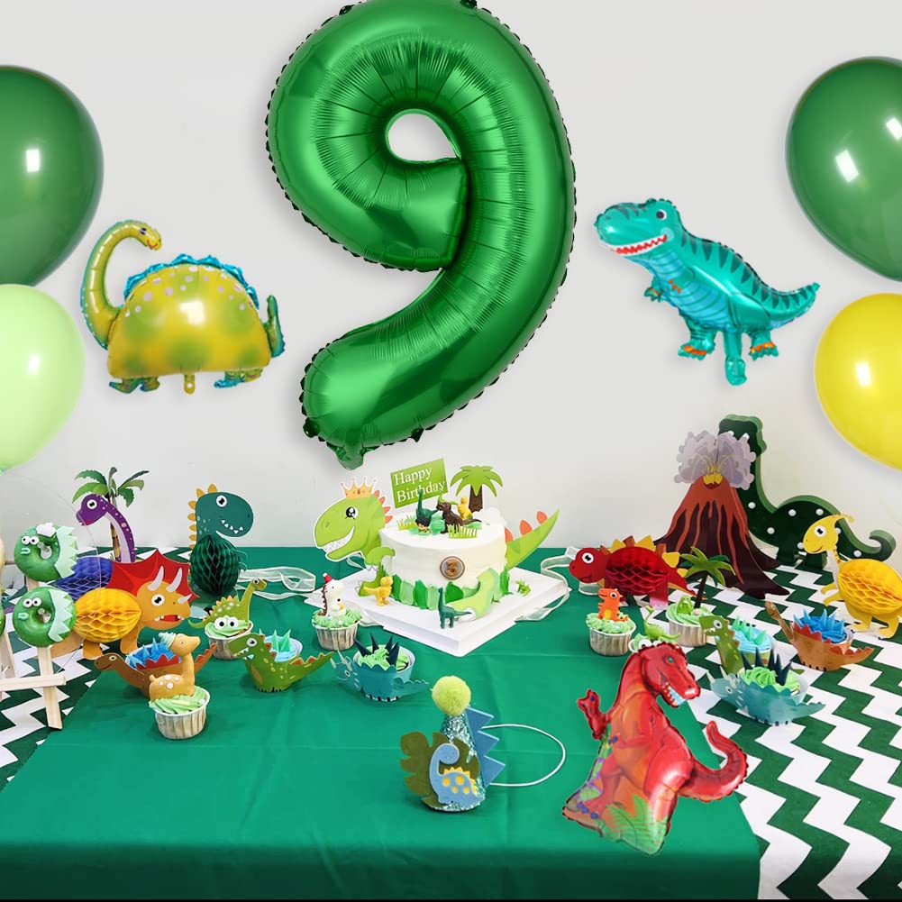 18Pcs Dinosaur Birthday Balloons Set Number Balloon Dino Theme Birthday Decorations for Boy Dinosaur Party Balls