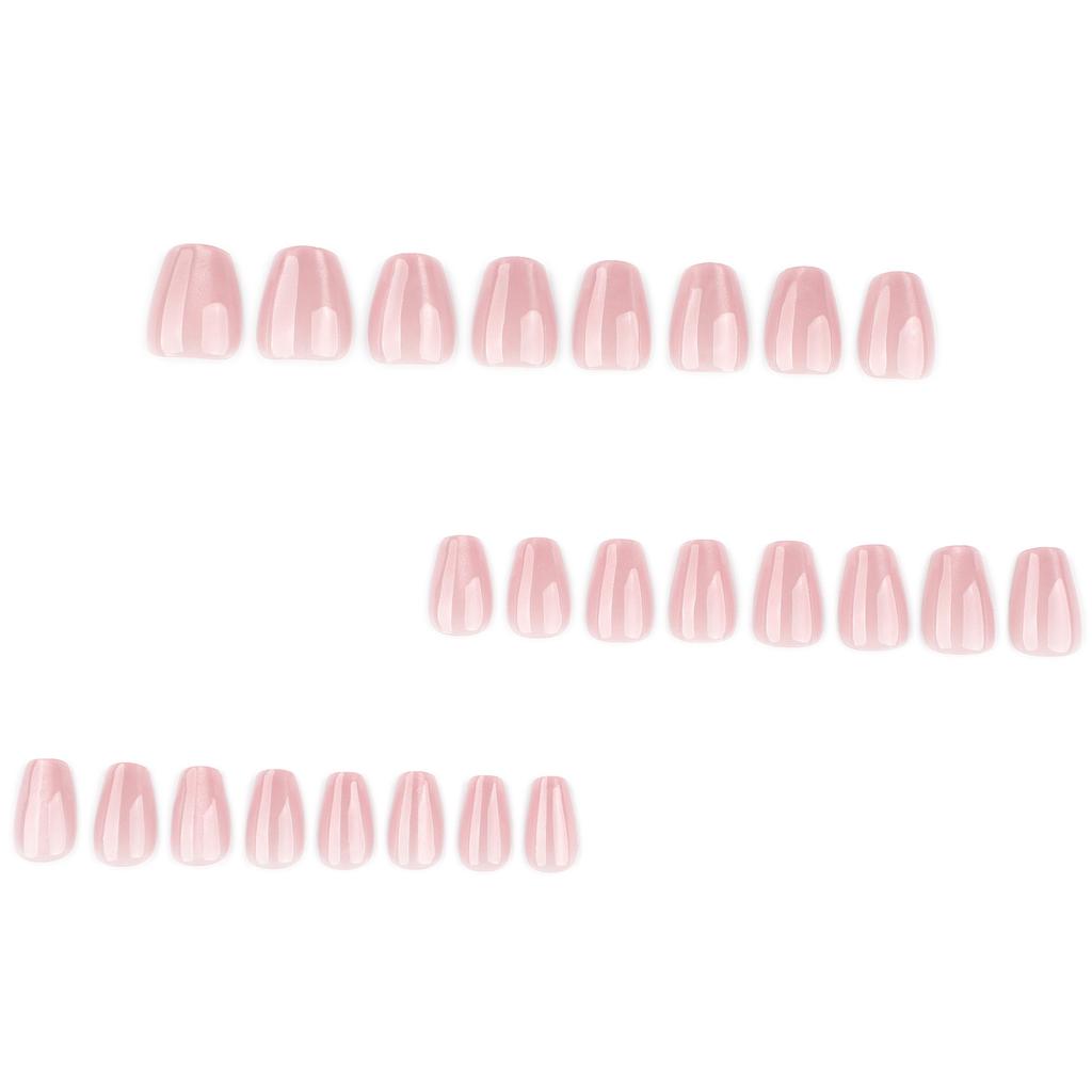 Short Trapezoidal Nail Art Nail Pieces Flash Naked Pink Cat's Eye Solid Color Wear Nail Fake Nails Press On Nails