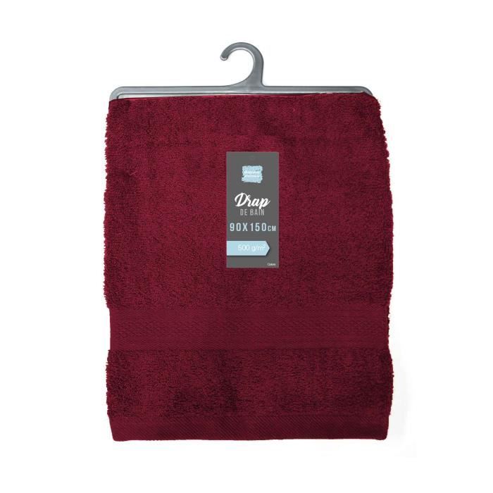 Drap de bain - DOUCEUR D'INTERIEUR - 90 x 150 cm - Rouge - Synthétique - Contemporain