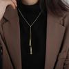 Geometric Wheat Ear Tassel Sweater Necklace: Minimalist Design for Women's Cold Style Elegance.