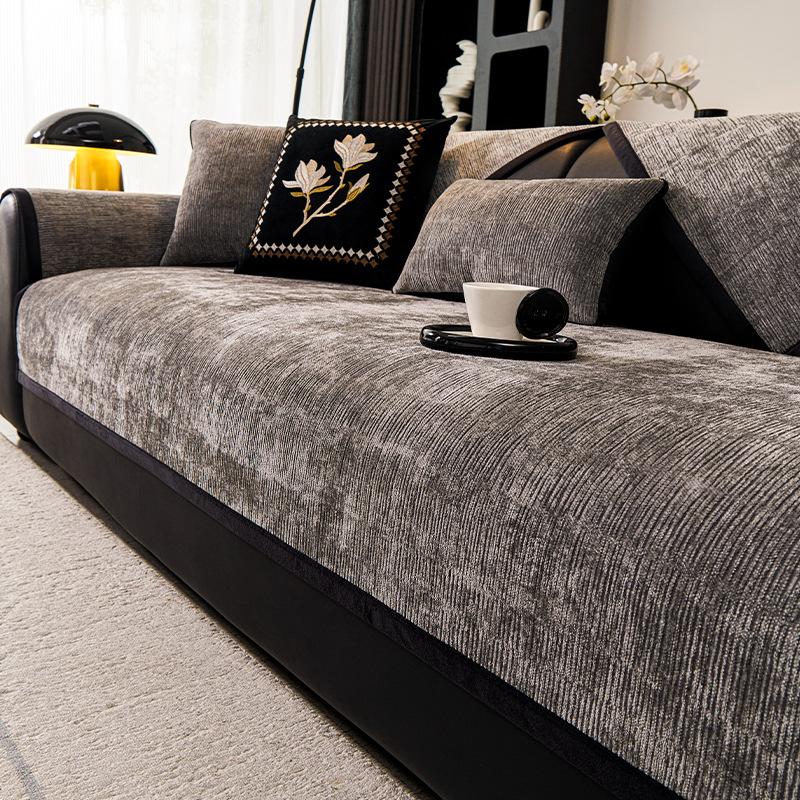 

Французская диванная подушка из шенилла, нескользящая, кожаная подушка для сиденья дивана, универсальный чехол на диван для четырех сезонов, новый простой чехол-полотенце 70*70cm