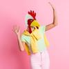 Funny Plush Rooster Hat Chicken Dress Up Animal Costume Hat Warm Fun Animal Headgear for Adults Teens Theme Christmas Party Cap