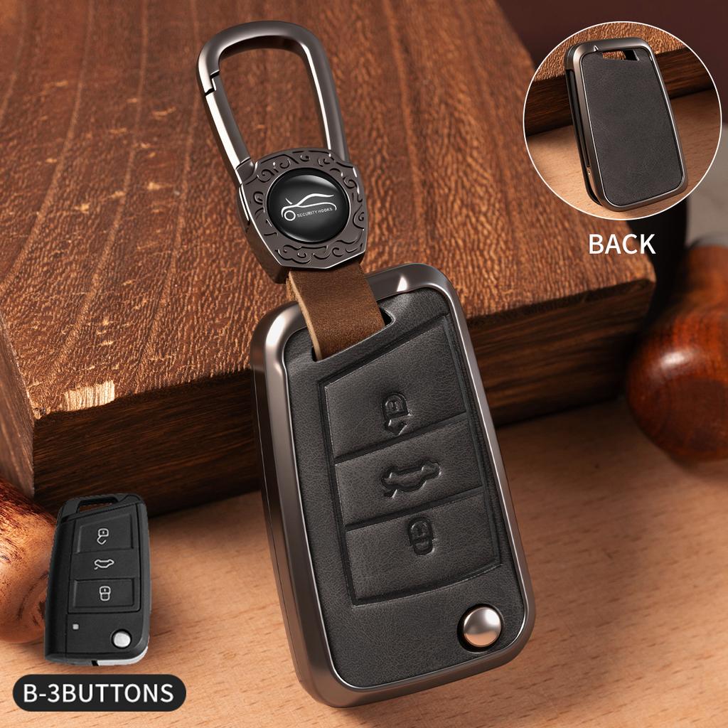 Car Zinc Alloy Flip Key Case Cover Holder For Volkswagen VW Golf 7 For Skoda A5 Fabia A7 Kodiaq Karoq Key Chain