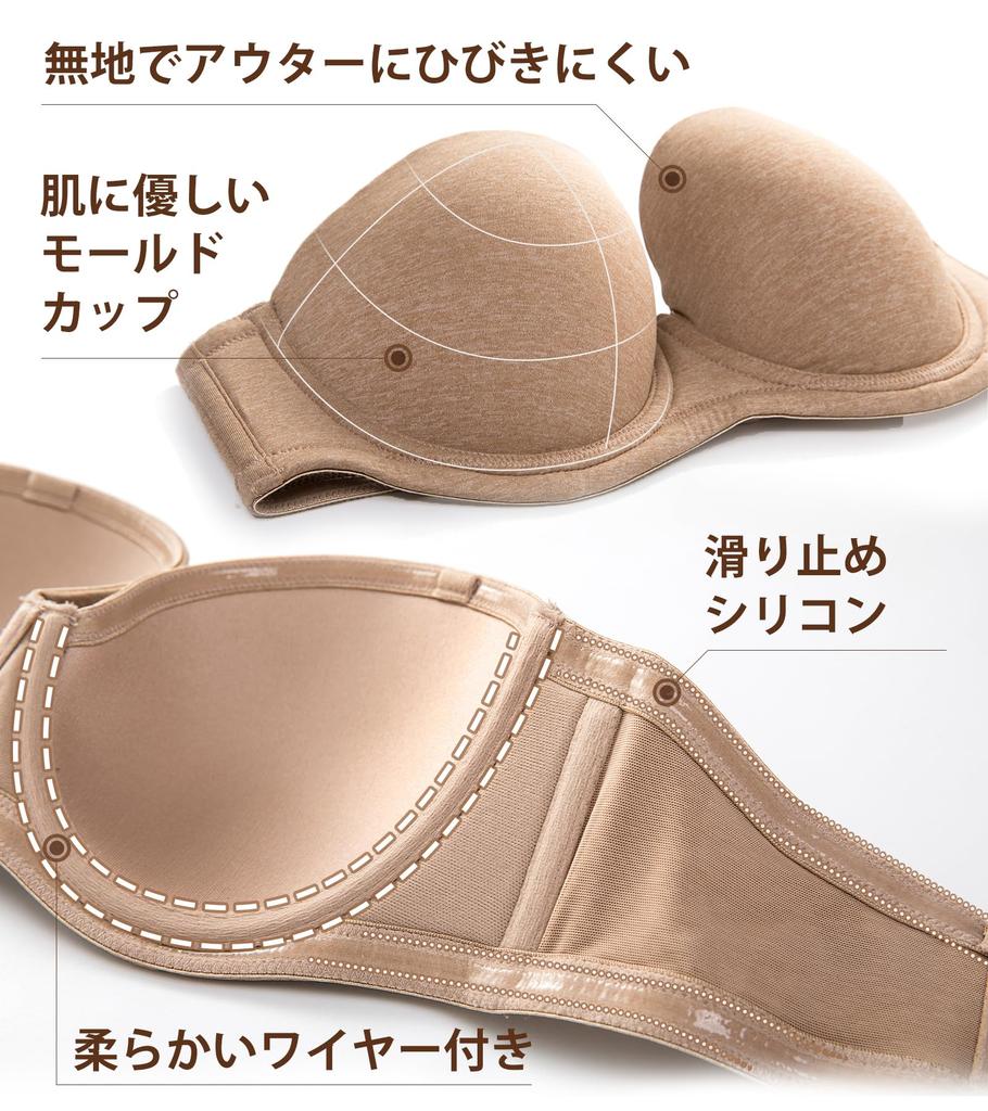 DELIMIRA Strapless Molded Full Plus Strapless I80 Women's Bra, Wired, Cup, Size, Bra, Beige,