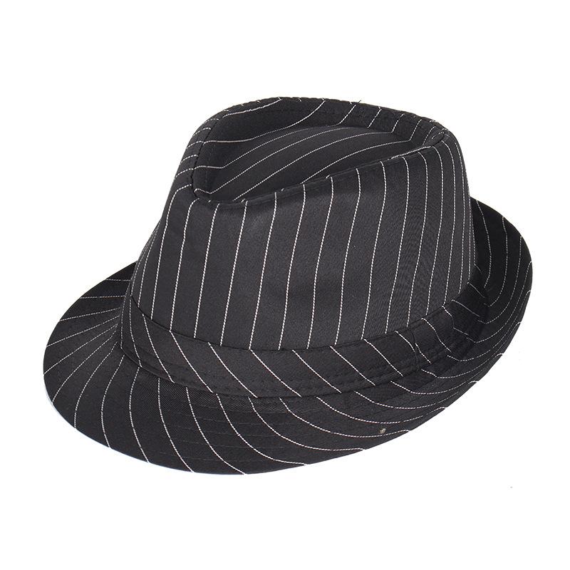 Middle-aged Men's Striped Top Hat, Solid Color Jazz Hat, Suit Material Hat, Wide Brim Design, Wide Brim Sun Hat, Large Brim.